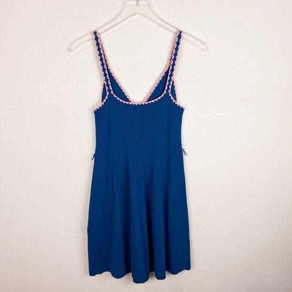 Boden Blue Knit Mini Sun Dress Spaghetti Strap New Size 6 - Picture 5 of 8